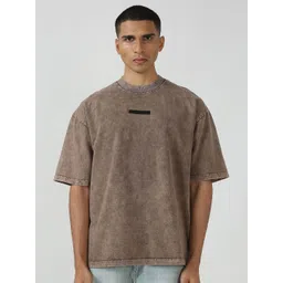 Chapter 2 Unisex Washed Effect Dyed Round Neck Cotton Relaxed Fit T-shirt-picture-19