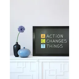 Chaque Decor Black & Orange 1 Piece Wood Abstract Wall Paintings-picture-29