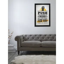 Chaque Decor Off White & Yellow 1 Piece Wood Abstract Wall Paintings-picture-32