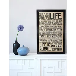 Chaque Decor Peach-Coloured & Black 1 Piece Wood Abstract Wall Paintings-picture-37