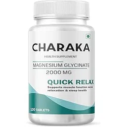 Charaka Magnesium Glycinate 2000mg - High Absorption Chelated Magnesium for Muscle Recovery, Better Sleep & Stress Relief - 120 Tablets-picture-28