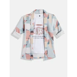 CHARCHIT Boys Abstract Printed Shawl Collar Shrug with Tshirt-picture-55