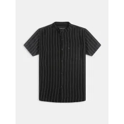 Charchit Boys Black Comfort Fit Striped Shirt-picture-26