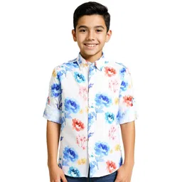 CHARCHIT Boys Comfort Fit Floral Printed Spread Collar Cotton Casual Shirt-picture-49