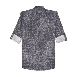 CHARCHIT Boys Comfort Fit Geometric Printed Spread Collar Cotton Casual Shirt-picture-15