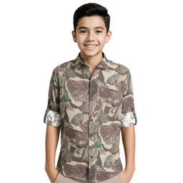 CHARCHIT Boys Comfort Printed Spread Collar Cotton Shirt-picture-37
