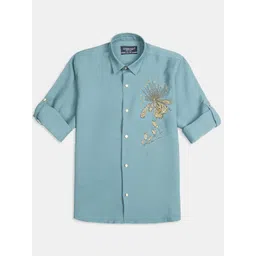 CHARCHIT Boys Comfort Relaxed Fit Solid Spread Collar Cotton Party Shirt-picture-22