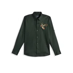 Charchit Boys Dark Green Comfort Fit Shirt-picture-38