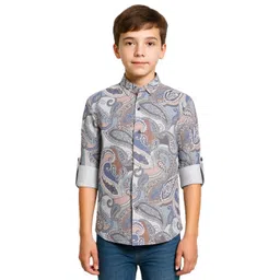CHARCHIT Boys Ethnic Motifs Printed Spread Collar Cotton Shirt-picture-28