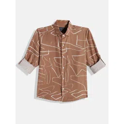 CHARCHIT Boys Khaki Cotton Printed Shirt-picture-33