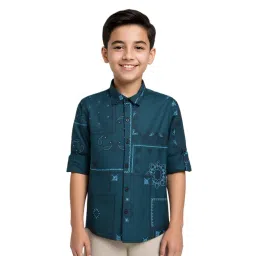 Charchit Boys Navy Blue Cotton Printed Shirt-picture-15