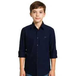 Charchit Boys Navy Comfort Fit Shirt-picture-38