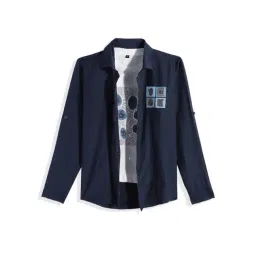 Charchit Boys Navy Comfort Fit Shirt With T-Shirt-picture-37