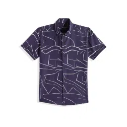 Charchit Boys Navy Cotton Comfort Fit Printed Shirt-picture-17