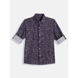CHARCHIT Boys Navy Cotton Printed Shirt-picture-12