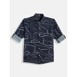 CHARCHIT Boys Navy Cotton Printed Shirt image 1