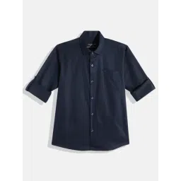 CHARCHIT Boys Navy Cotton Solid Shirt-picture-26