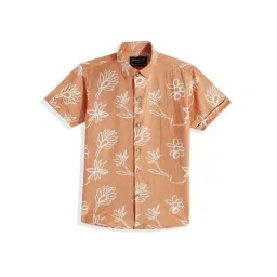 Charchit Boys Orange Cotton Comfort Fit Printed Shirt-picture-33