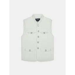 CHARCHIT Boys White Plain Partywear Nehru Jacket-picture-24