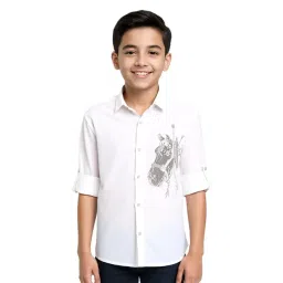 CHARCHIT Kids White Cotton Embellished Shirt-picture-16