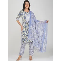 Charitra Women Floral Printed Regular Kurta with Trousers & With Dupatta-picture-24