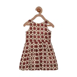 charkhee Girls Red & Cream-Coloured Floral Designed Back Cotton Dress-picture-41