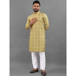 CHARLOTTE GRACIOUS Men Ethnic Motifs Printed Sequinned Floral Kurta-picture-37