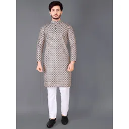 CHARLOTTE GRACIOUS Men Floral Embroidered Mirror Work Floral Kurta-picture-22