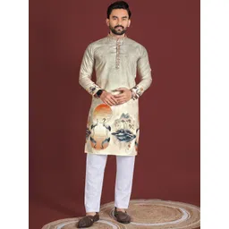 CHARLOTTE GRACIOUS Men Floral Printed Mukaish Floral Kurta-picture-34