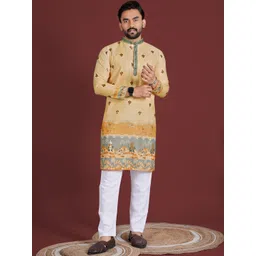 CHARLOTTE GRACIOUS Men Floral Printed Mukaish Floral Kurta-picture-15