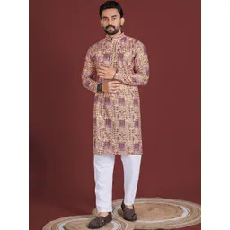 CHARLOTTE GRACIOUS Men Floral Printed Mukaish Quirky Kurta-picture-30