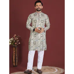 CHARLOTTE GRACIOUS Men Floral Printed Mukaish Quirky Kurta-picture-10