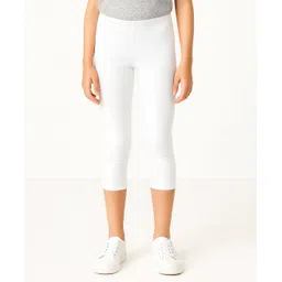 Charm n Cherish Cotton Blend Knit Solid Capri Leggings - White-picture-18
