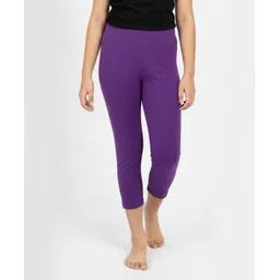 Charm n Cherish Cotton Blend Knit Solid Leggings - Purple-picture-20