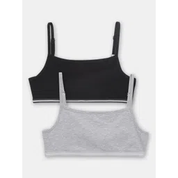 Charm n Cherish Girls Pack Of 2 Grey & Black Non-Padded & Non-Wired Bra-picture-15