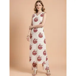 CHARMANT Women Ethnic Motifs Printed Regular Kurta with Trousers-picture-36