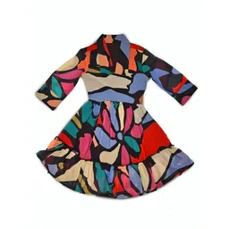 CHARMGAL Girls Printed Shirt Collar Fit & Flare Dress-picture-15