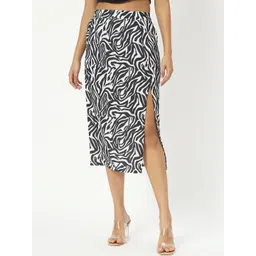 CHARMGAL Zebra Animal Printed Side Slit Pencil Skirt-picture-35
