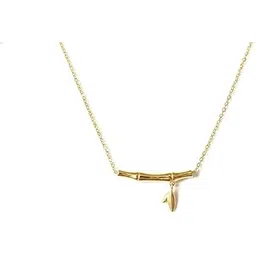 charmiq 18K Gold Plated Bamboo Bar Pendant Necklace for Women | Anti-Tarnish, Hypoallergenic Everyday Minimal Jewellery | Elegant Gold Chain with Leaf Charm-picture-39