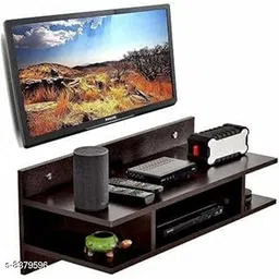 CHARMWUD Wall Mount TV Entertainment Unit | Floating Wooden TV Stand with 2-Tier Storage Shelf for Set Top Box, WiFi Router, Gaming Console and Décor (Brown, 50 cm Wide)-picture-17