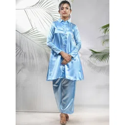 Charukriti Beads Embellished Satin Tunic & Palazzos Co Ords-picture-11