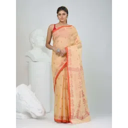 Charukriti Beige Cotton Woven Design Saree-picture-36
