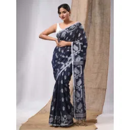 CHARUKRITI Blue Cotton Woven Saree With Unstitched Blouse-picture-19