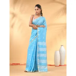Charukriti Blue Embellished Saree with Subtle Striped Pallu-picture-18