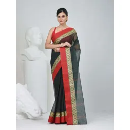 Charukriti Bottle Green Cotton Striped Saree-picture-46