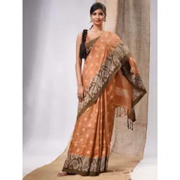 CHARUKRITI Brown Woven Saree With Unstitched Blouse-picture-25