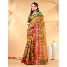 Charukriti Checked Zari Pure Cotton Taant Saree-picture-18