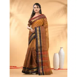 Charukriti Checked Zari Pure Cotton Taant Saree-picture-19