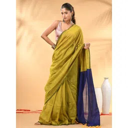 Charukriti Colourblocked Pure Cotton Saree With Blouse Piece-picture-10