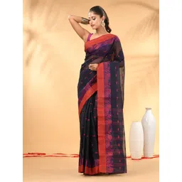 Charukriti Ethnic Motifs Woven Design Pure Cotton Taant Saree-picture-29